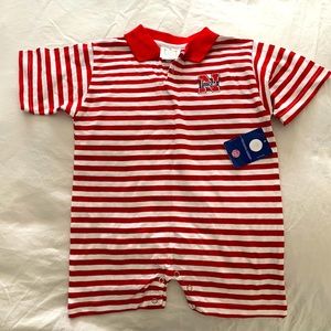 Striped Red & White Polo One-Piece Bodysuit for Kids